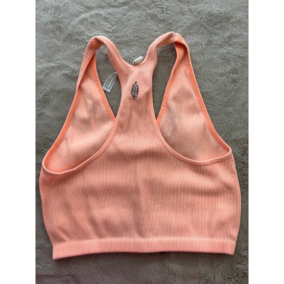 Free People Movement Peach Ribbed Racerback Sports Bra - Size S - Picture 6 of 7
